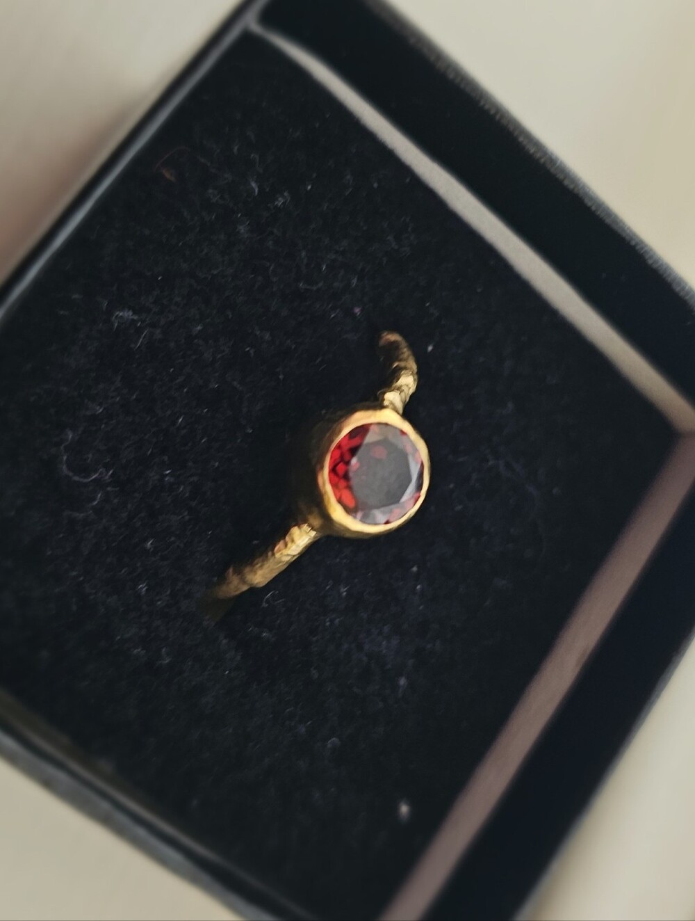 Brass Ruby Ring - Elegant Women's Jewelry